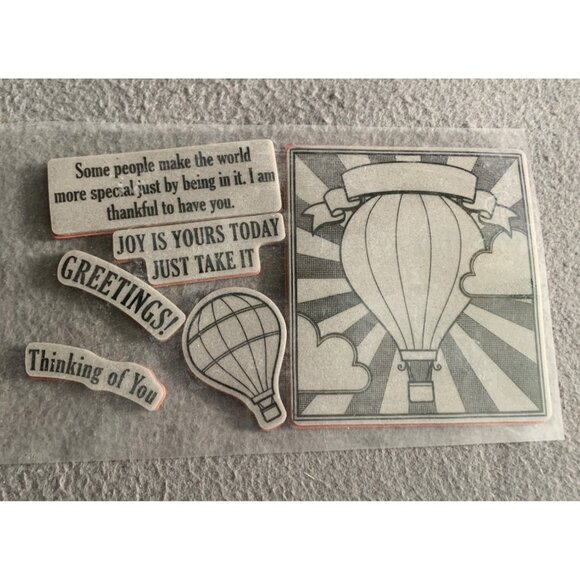 Hot Air Ballons Cling Rubber Stamp Set of 6 - Picture 1 of 4